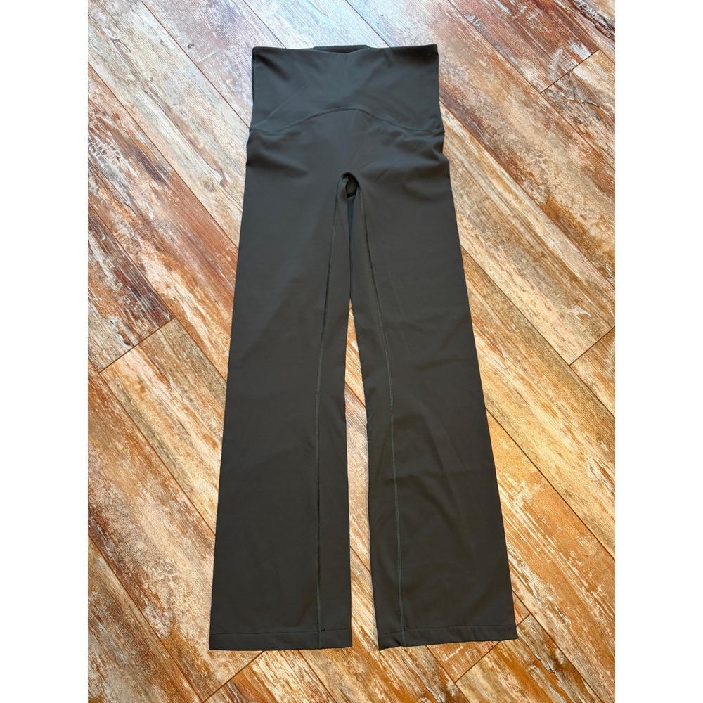 Spanx Booty Boost Yoga Pants Large Tall Olive Green Flare Leg Activewear 50243T